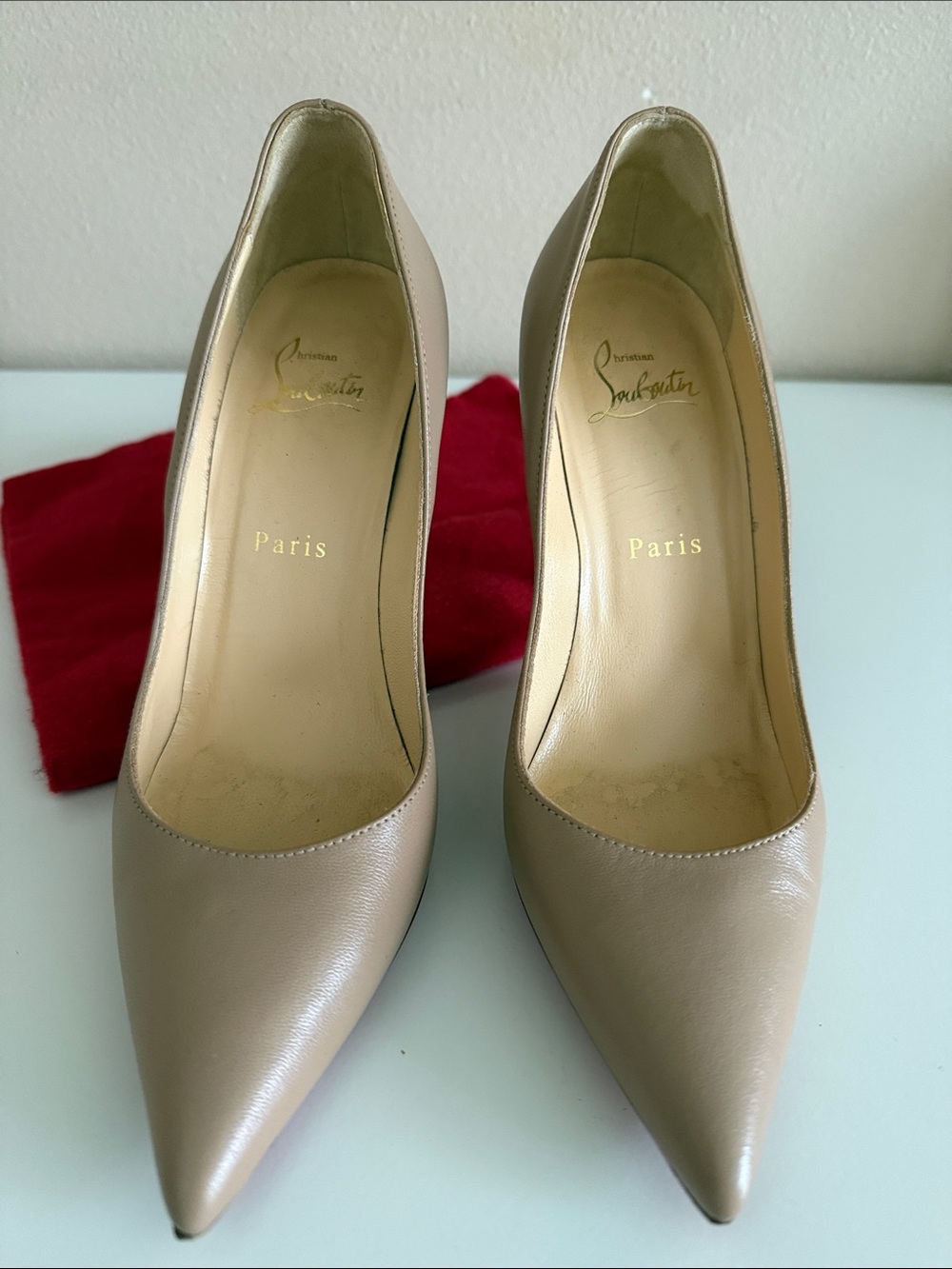 Christian Louboutin Nude Apostrophy Leather Pumps 36.5 - Picture 2 of 6